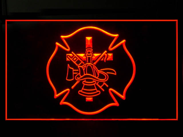 IAFF Firefighter Axe Ladder Fire Bar Beer Neon Light Sign