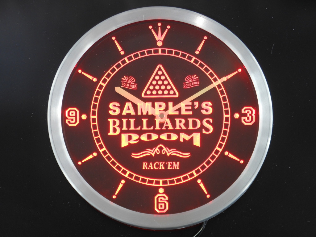 Billiards Room Home Bar Personalized Your Name Bar LED Clock