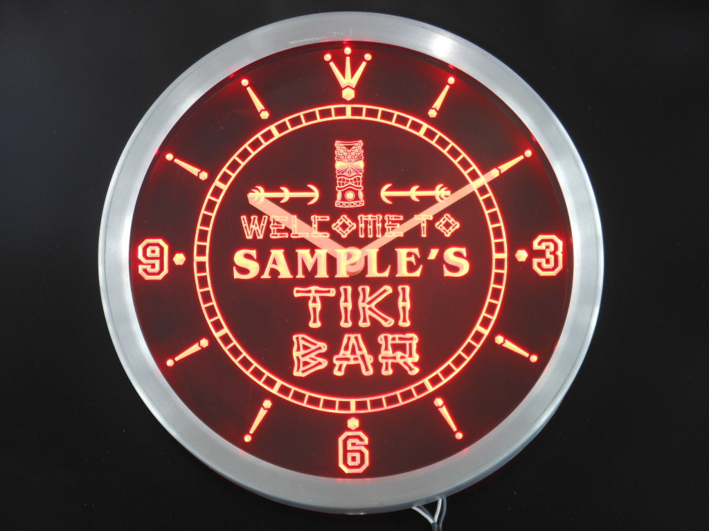 Tiki Bar Personalized Your Name Bar LED Clock