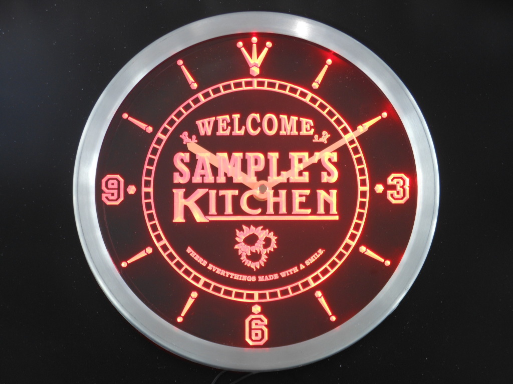 Name Personalized Custom Welcome Kitchen Neon Sign LED Clock