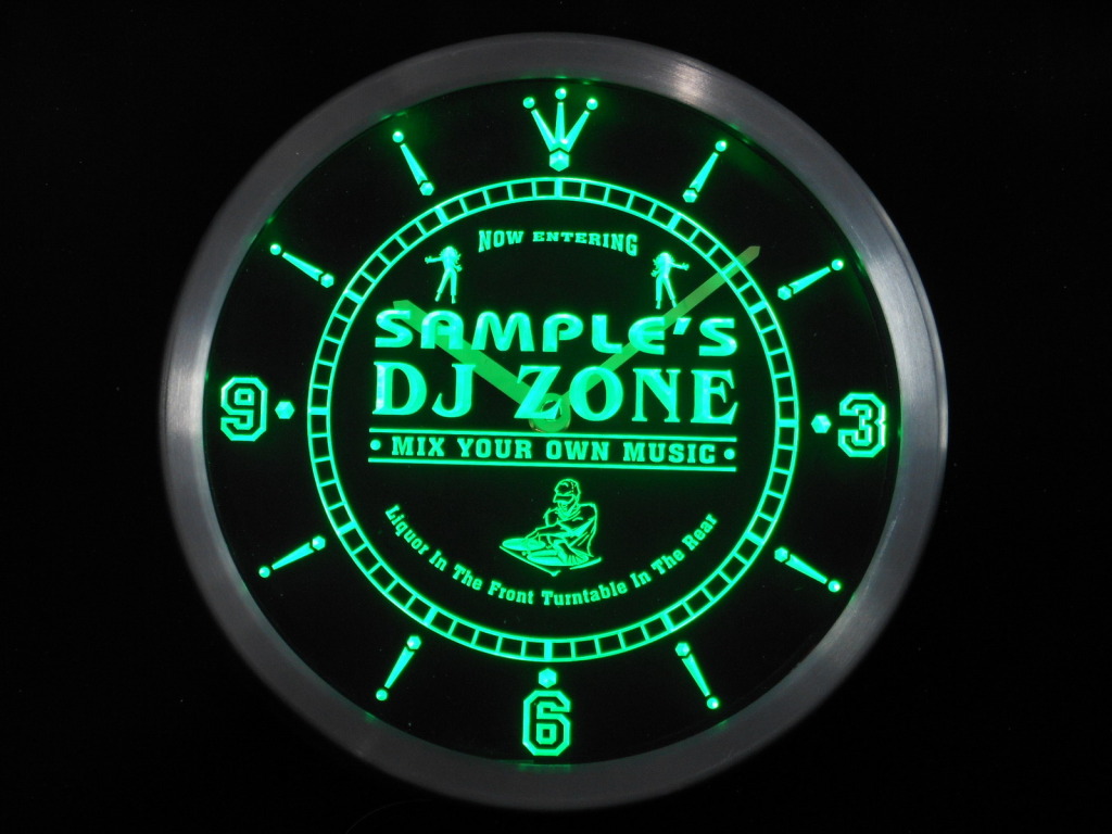 Name Personalized Custom DJ Zone Music Turntable LED Clock