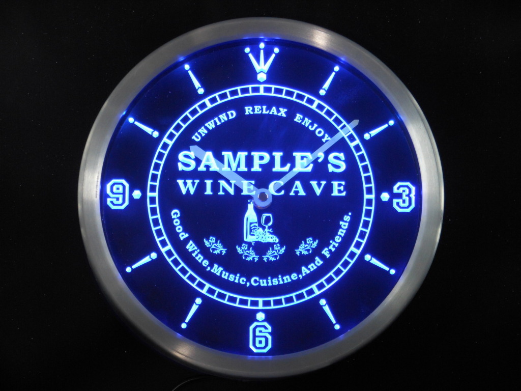 Name Personalized Custom Home Wine Cave Bar LED Clock