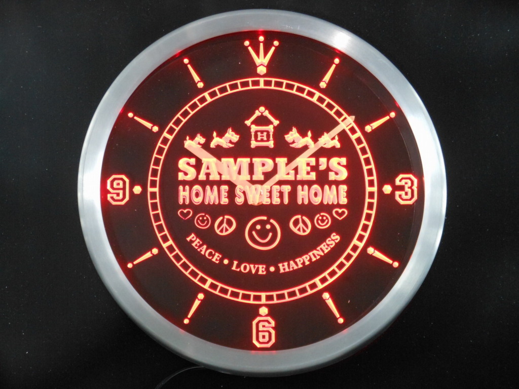 Name Personalized Custom Home Sweet Home Scottie LED Clock