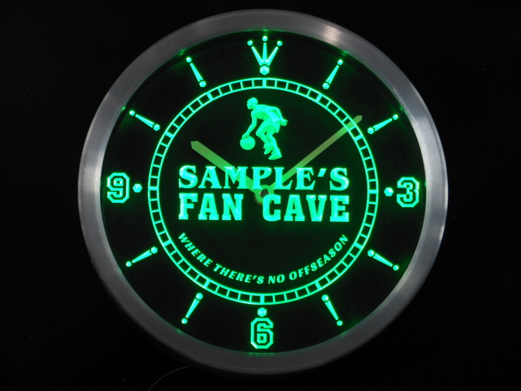 Name Personalized Basketball Fan Cave Man LED Clock