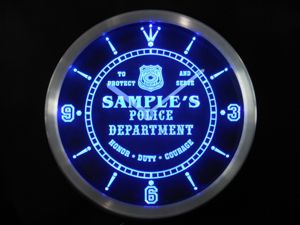 Name Personalized Custom Police Station Bar Pub LED Clock