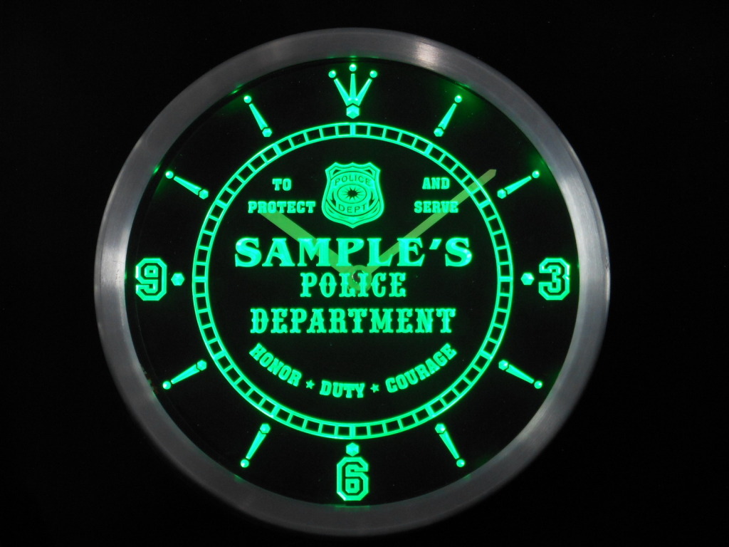 Name Personalized Custom Police Station Bar Pub LED Clock