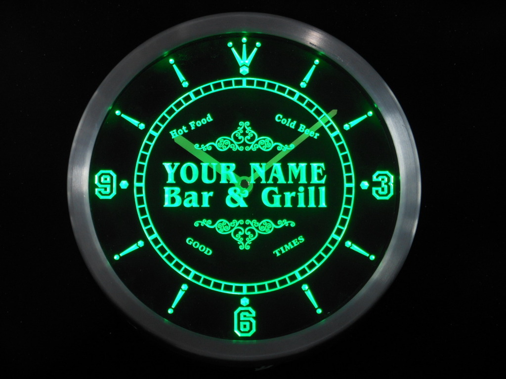 Name Personalized Custom Family Bar & Grill Home LED Clock