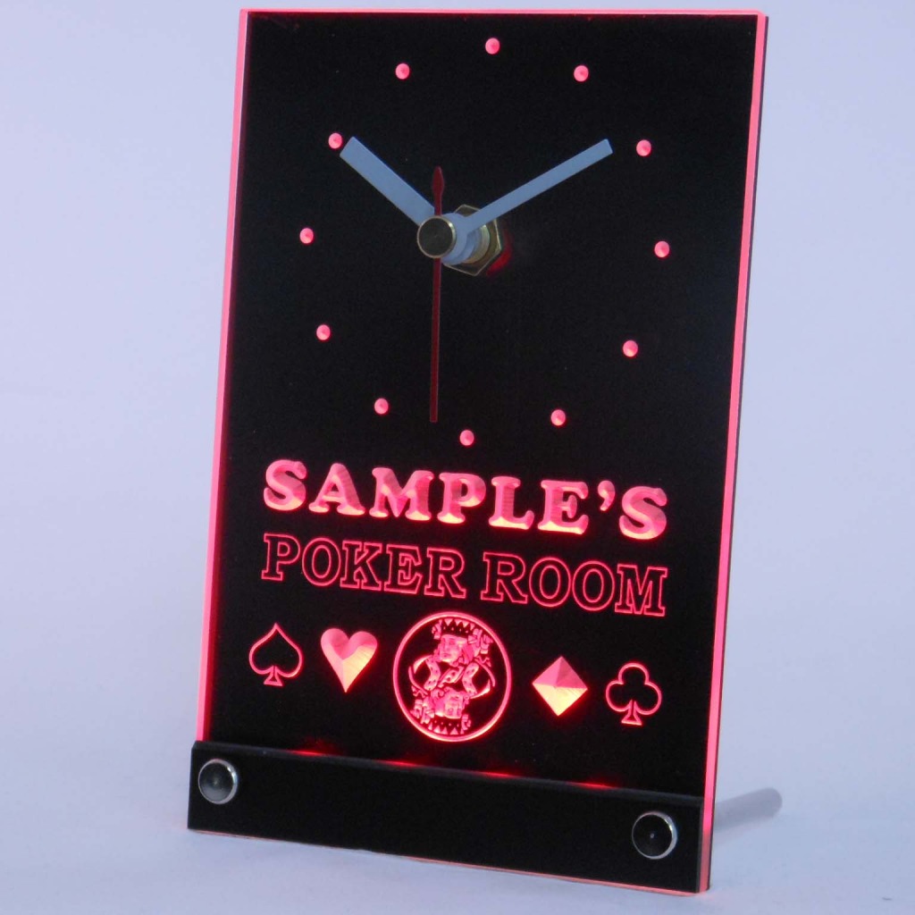 Personalized Poker Room Room Bar Led Table Clock Red