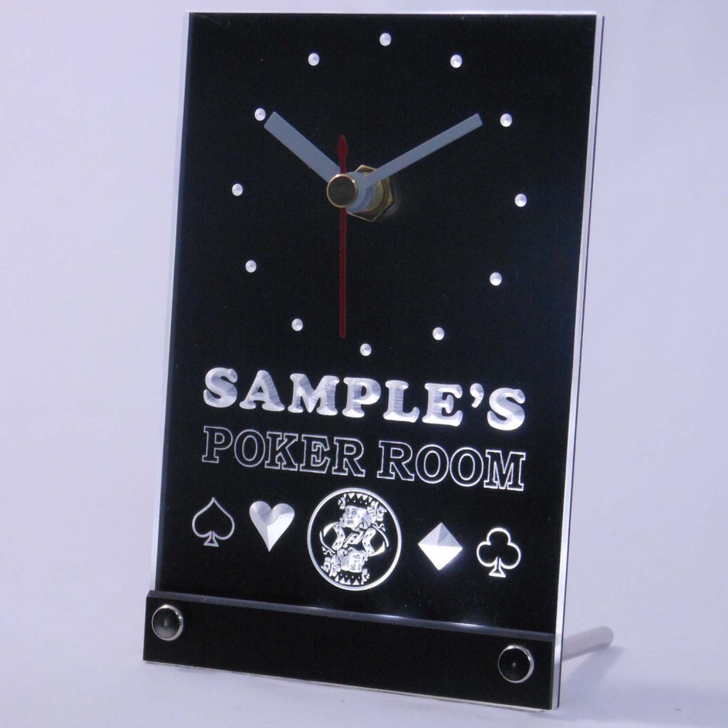 Personalized Poker Room Room Bar Led Table Clock White