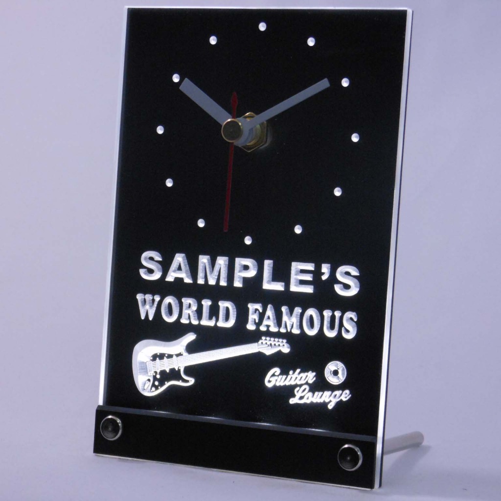 Personalized Guitar Band Room Bar Led Table Clock White