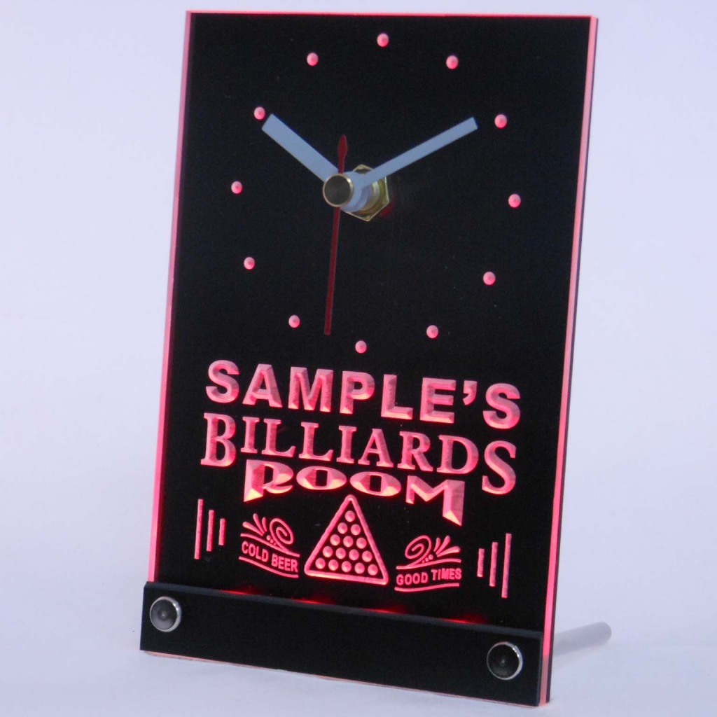 Personalized Billiards Room Bar Led Table Clock Red