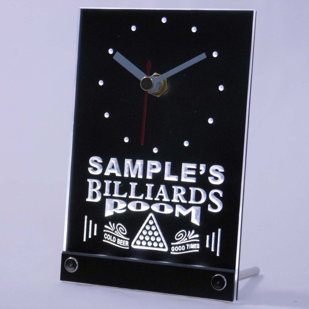 Personalized Billiards Room Bar Led Table Clock White