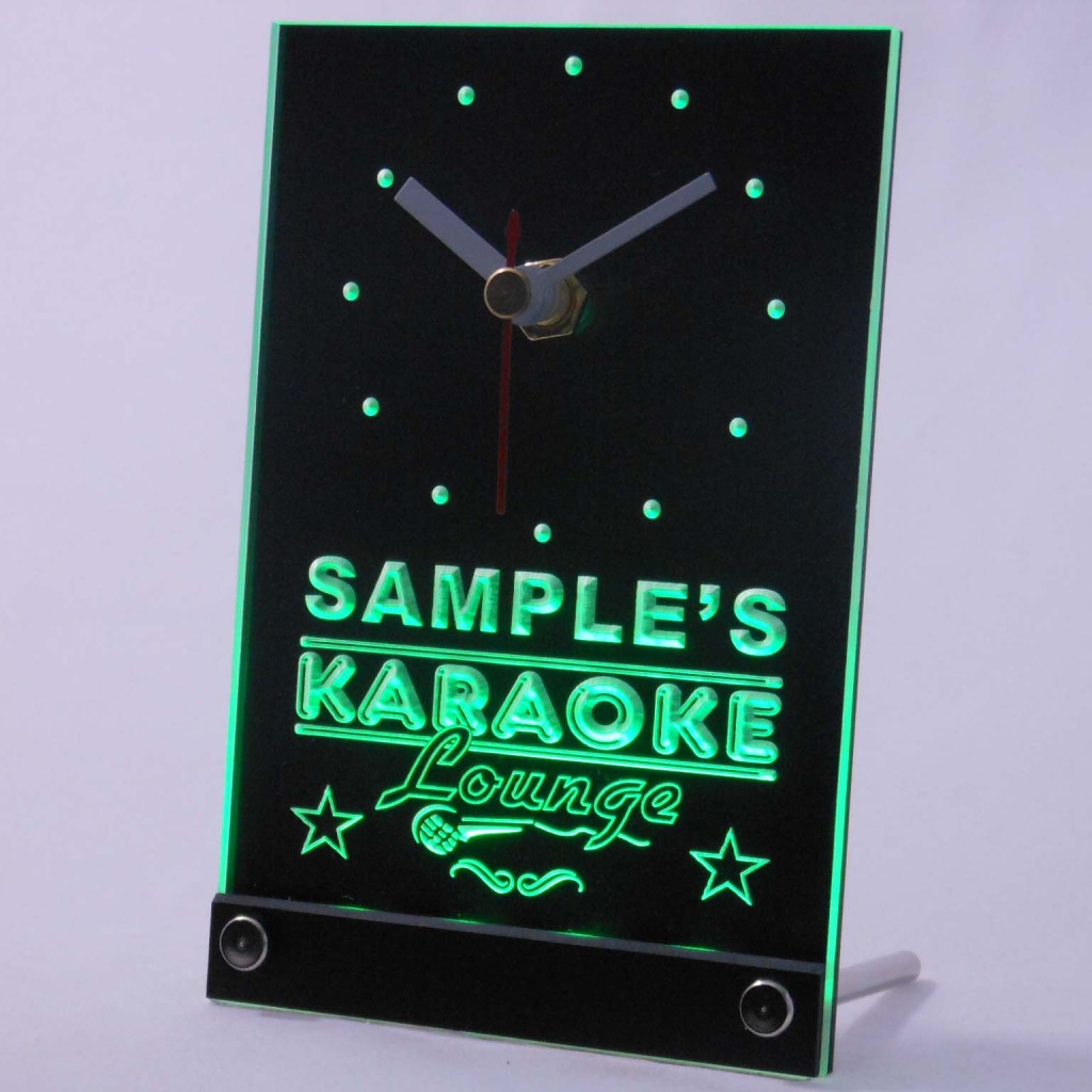 Personalized Karaoke Lounge Bar Neon Led Table Clock Green