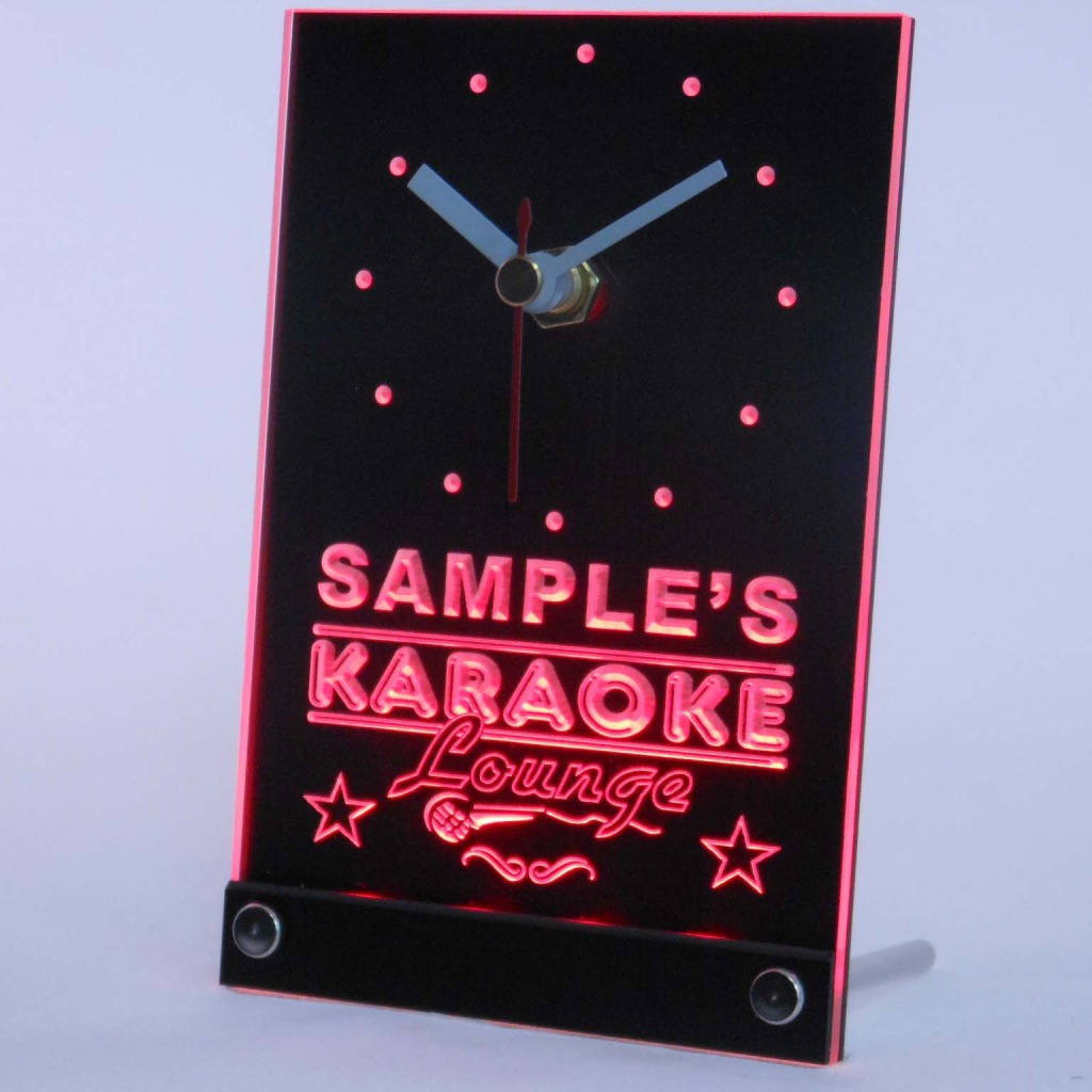 Personalized Karaoke Lounge Bar Neon Led Table Clock Red