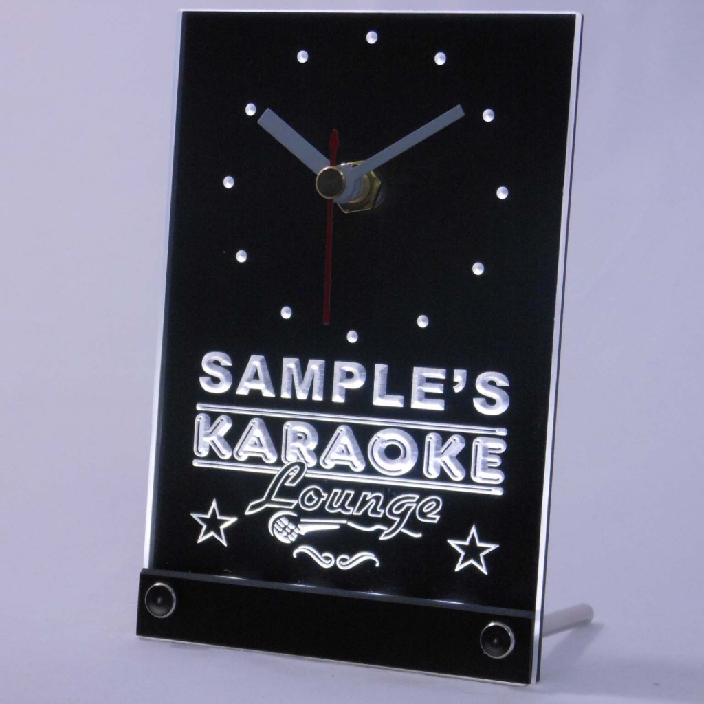 Personalized Karaoke Lounge Bar Neon Led Table Clock White