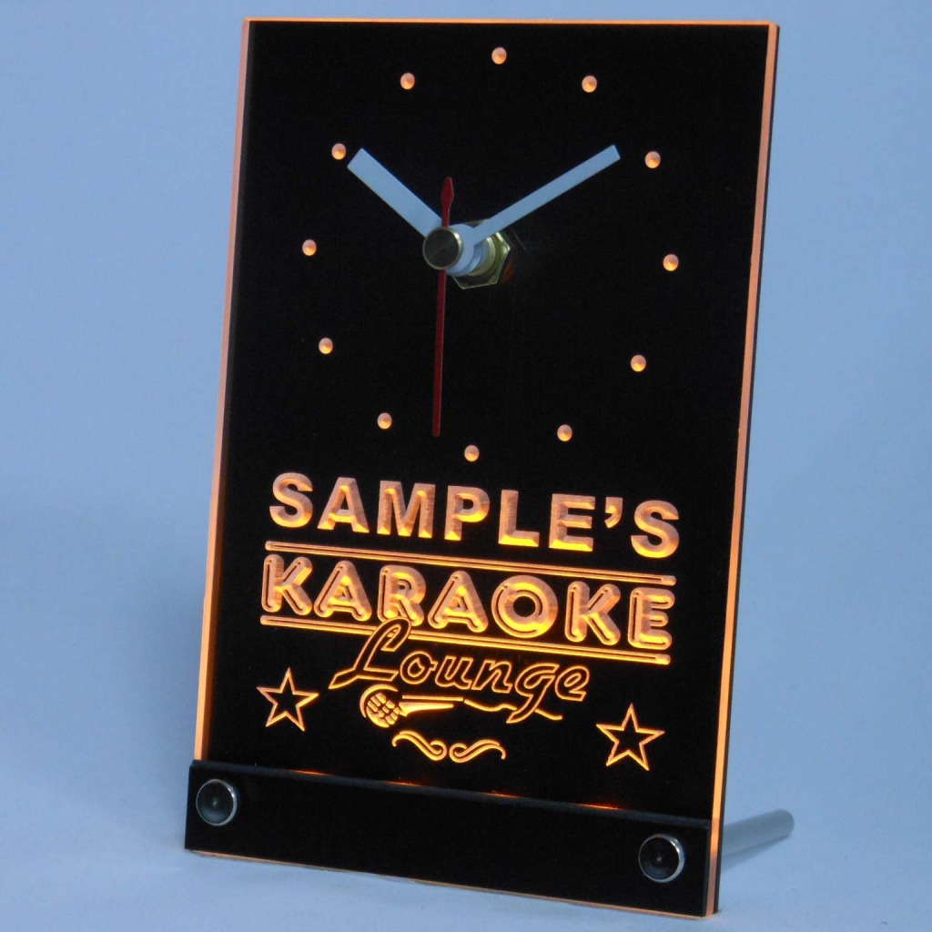 Personalized Karaoke Lounge Bar Neon Led Table Clock Yellow