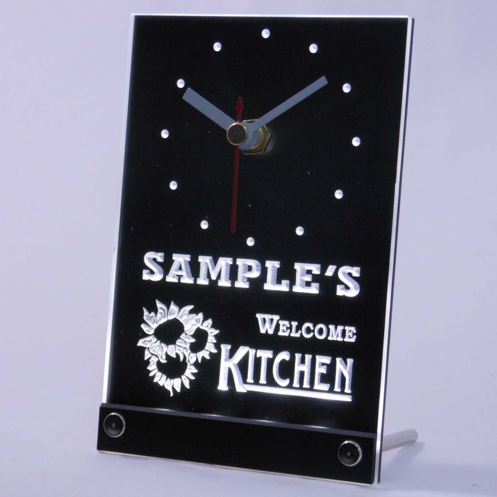 Personalized Welcome Kitchen Room Bar Led Table Clock White