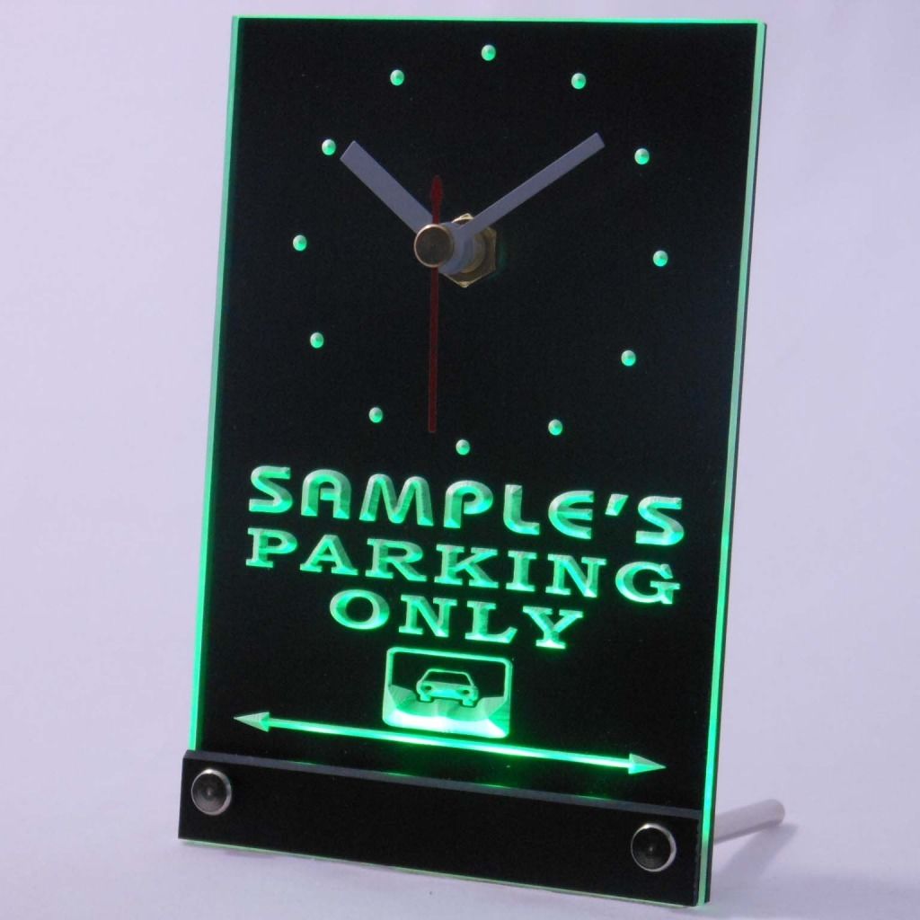 Personalized Car Parking Only Bar Neon Led Table Clock Green