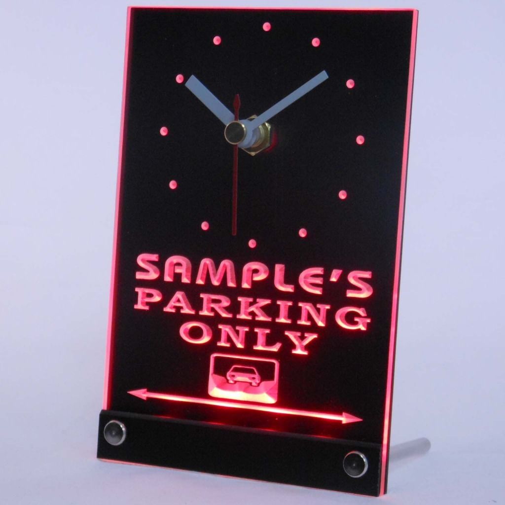 Personalized Car Parking Only Bar Neon Led Table Clock Red