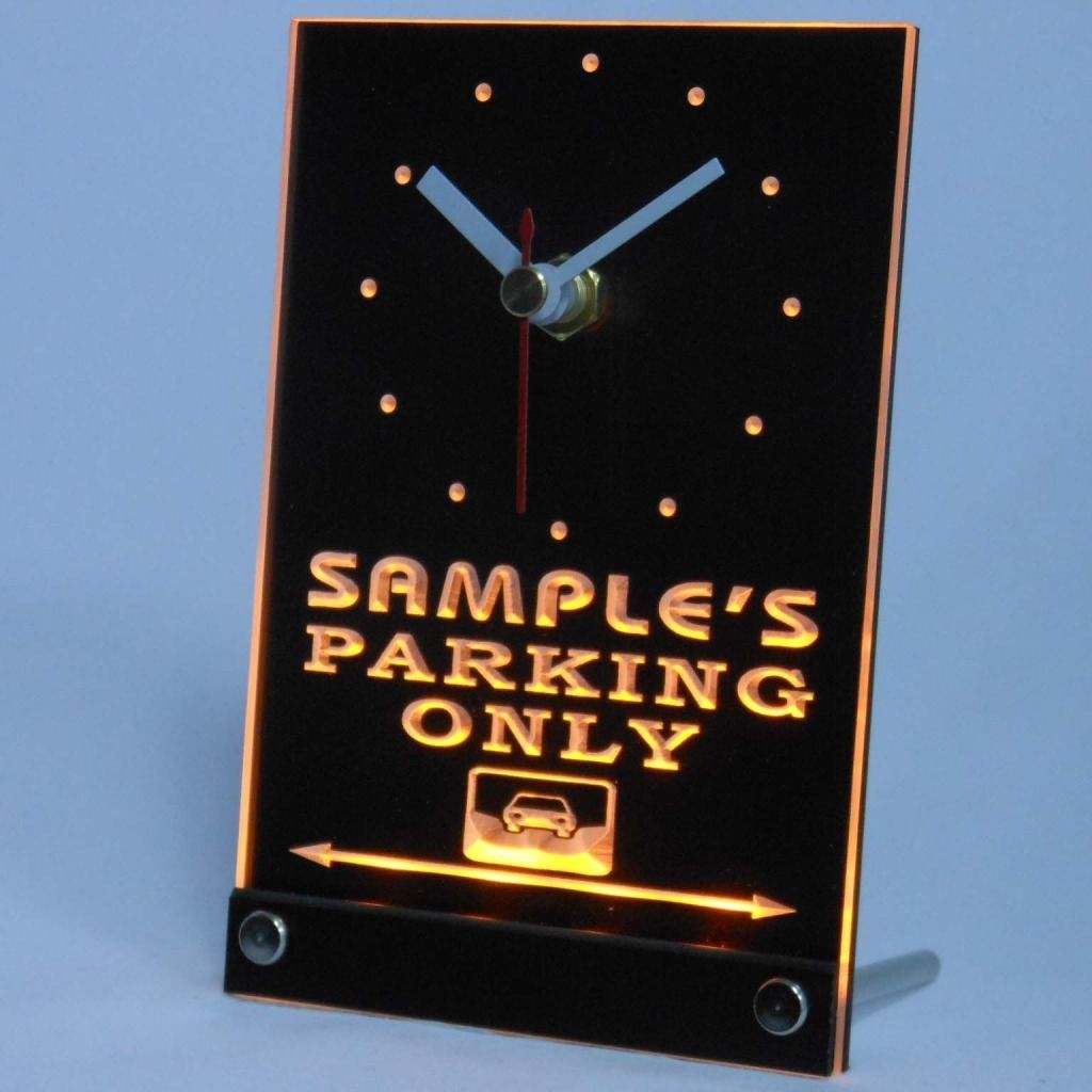 Personalized Car Parking Only Bar Neon Led Table Clock Yellow